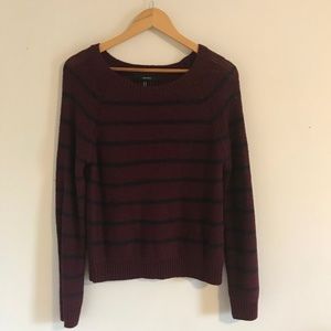 Maroon and Navy Striped Forever 21 Sweater